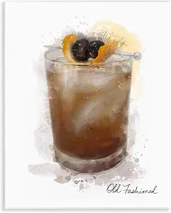 Old Fashioned Cocktail Splash, 11 x 14 Inch Mounted Print on Wall Plaque