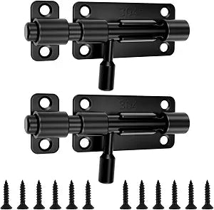 2Pcs Black 4" Slide Bolt Gate Latch, 304 Stainless Steel Thickened