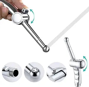 BARROCK Hand Held Bidet Sprayer for Toilet Shattaf Sprayer Replacement, 7 Holes Handheld Jet Spraying Ergonomic Handle Design Baby Cloth Diaper, Brass Valve Inside Chrome