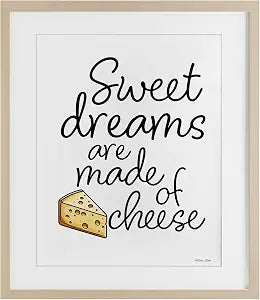 Cheese Wordplay Humor Typography, 13 x 16 Inch Framed Print Under Glass