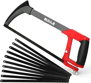 AIRAJ 12 Inch Adjustable Tension Hacksaw for Metal,10 Spare Hack Saw Blades