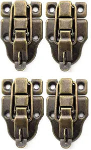 4-Pack Retro Bronze Style Box Toggle Latch Antique Metal Duckbilled Hasp Latch Catch with Padlock Hole for Jewelry Box Cabinet Wooden Case Ordinary Box Crafts