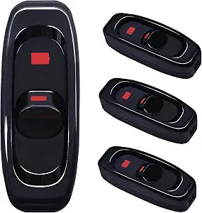 mankk 4PCS Appliance Inline Cord Switch Black AC 250V 10A Heavy Duty Thru Switch On Off Lamp Bulb Wall Line Button Control Switch with Red LED Indicator Light GW320-BK
