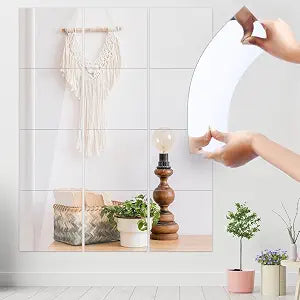 18Pack Self Adhesive Acrylic Mirrors, 8 x 8 Inch Mirror Tiles Decor