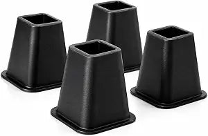 HOME IT 5 to 6-inch Super Quality Black Bed Risers, Heavy Duty Stackable Furniture Risers for College Dorm Bed Sofa Table Couch Chair 4-Pack (Black)
