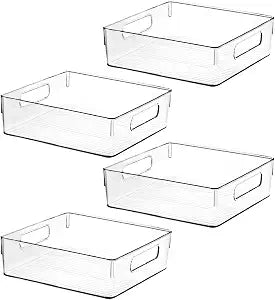 Clear Plastic Storage Bins, Pantry Organizers and Storage, Kitchen Organization and Storage Containers Bins for Organizing, Fridge, Freezer, Bathroom, Pantries, Medicine Cabinet Organizer Bin