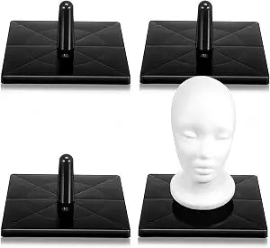 AceOrbit 1 Pcs Foam Mannequin Wig Head Stands, Black, Plastic