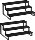 Giikin 3 Tier Spice Rack, Set of 2 Wooden Spice Rack for Countertop, Cabinet Organizer Shelf Kitchen Counter Storage Shelves Cupcake Stand Holder Display Stand, Black