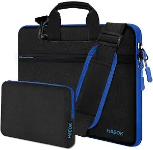 Hseok Laptop Shoulder Bag 13-14 inch with Small Case,Black-blue