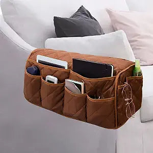 2 in 1 Waterproof Armrest Covers Sofa Arm Organizer with 14 Pockets for Tablet Magazines TV Remote Holder, Anti-Slip Recliner Couch Armchair Slipcover Furniture Sofa Arm Protector Storage Caddy Pouch