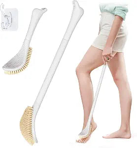 New Foot Brush with Adjustable Long Handle, 3-in-1 Foot Scrubber for Wet or Dry Brushing, 10.2������- 27.5������ Foot Scrub Brush for Senior, Pregnant, Disabled, or Injured, Gift-Box Packed(White)