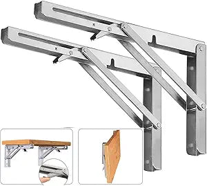 10 Inch Folding Shelf Brackets, 2 Pack Stainless Steel Heavy Duty L Bracket