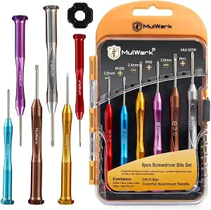 MULWARK Small Screwdriver Set, 6pcs Magnetic Mini Screwdriver Set, Micro Precision Flathead and Phillips Glasses Screwdriver with Case for Eyeglasses, Watches, Electronics, Phone And Computer
