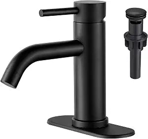 GENBONS Black Bathroom Faucets One Hole Single Handle Vainty Sink Faucet