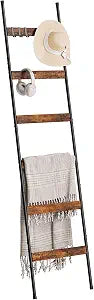 ELYKEN Blanket Ladder, 6-Tier Towel Rack, Wall-Leaning Quilt Holder