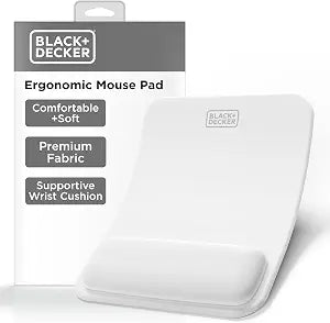 BLACK+DECKER Ergonomic Mouse Pad Wrist Support - Comfortable Mouse Pad Wrist Rest - Wrist Relief Gel Mousepad - Non-Slip Base Aesthetic Mousepad for Gaming, Home, Office - Perfect for Computer, Laptop