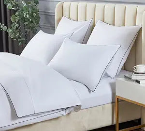 DAUAOTO Duvet Cover Twin/Twin XL Set, White with Contrasted Navy Piping Microfiber Bedding, 1 68"X86" Cover + 1 20"X26" Sham