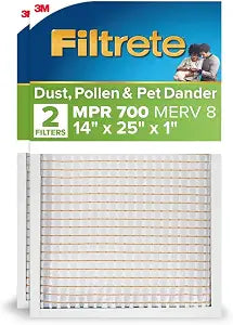 Filtrete 14x25x1 Air Filter, MERV 8, MPR 700, 2 HVAC Filters