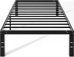 OLIXIS Twin Metal Platform Bed Frame - 14in High Heavy Duty Mattress Foundation with Storage Space, No Box Spring Needed, Sturdy Steel Slat Support, Easy Assembly, Black