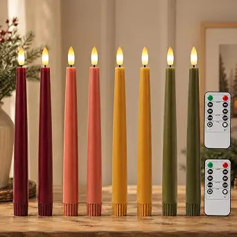 Fall Decor, Fall Decorations for Home, Flameless Taper Candles, Set of 8