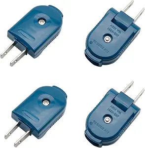 4 Pcs Extension Cord Replacement Male Power Plug 2 Prong 250V 10A Rotatable Electric Plugs for Small Appliances Power Strips DIY Craft Projects (Blue)