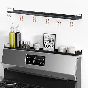 Bumusty 30" Adjustable Magnetic Stove Top Shelf, Matte Black