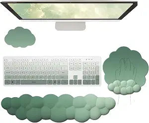 Cloud Keyboard Wrist Rest Dark Green Mouse Pad with Wrist Rest Ergonomic Wrist Pad Memory Foam Non-Slip Wrist Support for Computer Laptop Gaming Home Office Relief Typing Pain Green