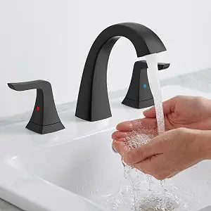 SR SUN RISE Bathroom Sink Faucet 8 inch, 3 Hole, NSF Certified, Matte Black