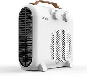 shinic Portable Electric Space Heaters for Indoor Use, 1500W/750W Fast Heating Under Desk Heater Fan with Thermostat, Safe and Quiet Small Space Heater for Bedroom Office Basement, White