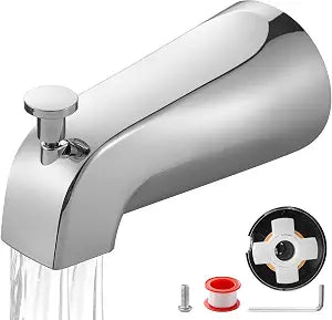 Bathtub Faucet Replacement with Diverter, Slip on Tub Spout, Bathroom Brushed Nickel Tub Spout for 1/2" Copper Water Tube 5/8" Diameter, with 5/32" Hex Wrench (Polished Chrome)