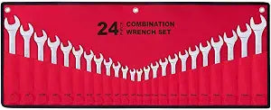 24-Piece All-Purpose Master Combination Wrench Set with Roll-up Pouch | SAE 1/4 to 1, Metric 8mm to 24mm | Perfect for General Household, Garage, Auto Repairs, Car, Truck, Boat, and Travel Emergency