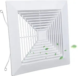 Bathroom Exhaust Fan Cover,12 x 12 Inch Ceiling Fan Cover Plate with Springs Plastic Replacement Vent Fan for Square Ceiling Grille, Air Diffuser, Diverter Ventilation Hood,Ventilation Fans