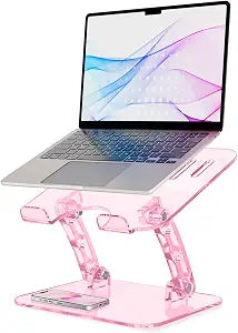 Pink Acrylic Laptop Stand for Desk,Adjustable Height Portable Foldable