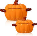 Uiifan 2 Pcs Pumpkin Pot for Cooking with Lid, 17 oz and 54 oz, Orange