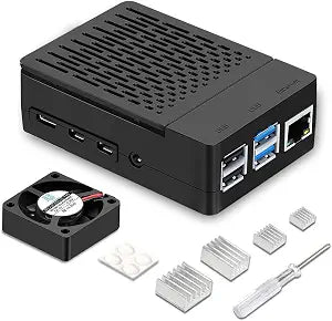 iUniker Case for Raspberry Pi 4, ABS Pi 4 Case with Cooling Fan, Pi 4 Heatsink, Simple Removable Top Cover for Pi 4 Model B/ 4B