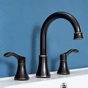 Oil Rubbed Bronze Bathroom Faucet, 2 Handle 3 Hole 8 Inch Widespread Bathroom Faucet, 360Swivel High-Arc Spout, Stainless Steel Faucet for Bathroom/Vanity/Lavatory, VAL052HZST
