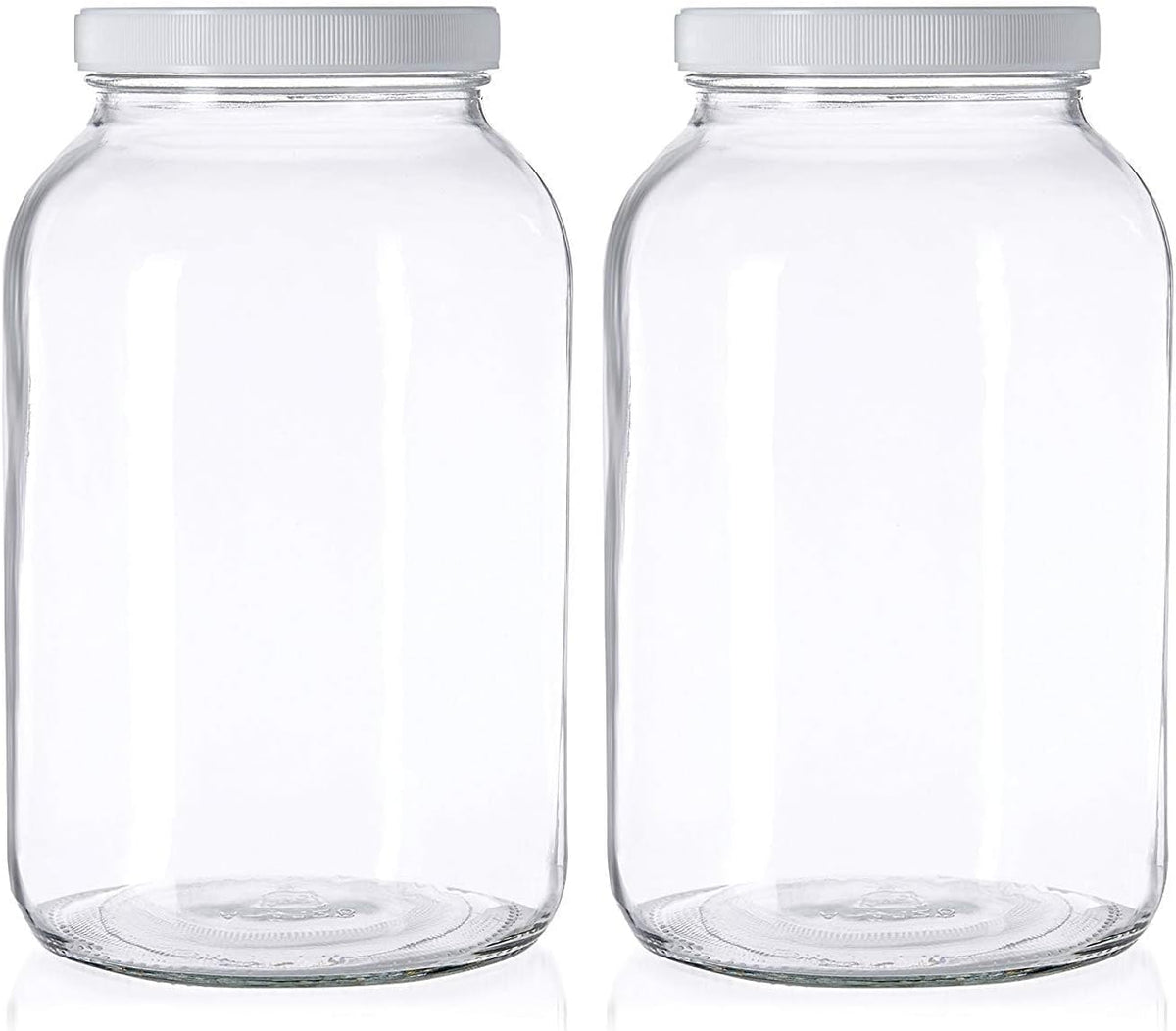 kitchentoolz 1 Gallon Glass Mason Jars - Extra Large Wide Mouth Jars with Airtight Lids - Perfect for Sourdough Starter, Fermenting, Pickling, and Storage - Made in the USA - Pack of 2