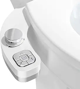 Bidet Attachment for Toilet, Dual Nozzle (Frontal and Rear Wash) Non-Electric Fresh Water Toilet Seat Attachment with Nozzle Self Cleaning, Adjustable Water Pressure(Chrome Silver)
