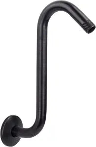 Shower Head Extension Arm with Flange,10.5 Inch High-Rise Curved S Shaped Design, Stainless Steel, Standard 1/2" Connection, Oil Rubbed Bronze Finish