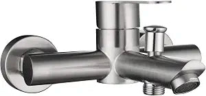 Tecmolog Stainless Steel Bathroom Shower Tub Faucet Wall-Mounted, Brushed Nickel, SNA516