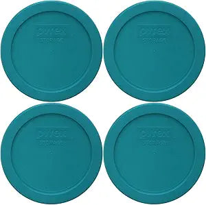 Pyrex 7201-PC 4-Cup Turquoise Food Storage Lids (4-Pack) - Made in USA