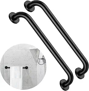 ZUEXT 2 Pack 16 Inch Matte Black Shower Bathroom Grab Bar, Stainless Steel