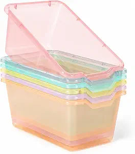 Tenceur 6 Pack Plastic Book Bins Cubby Storage Bins for Classroom Library