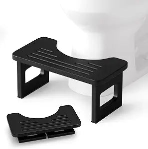 Bathway Squatting Potty Stool, Foldable Poop Stool, Bamboo Toilet Stool for Adult, Foot Step Stool Squat, Pooping Stools with Anti-Slip Strip for Bathroom, Black, 6.8''