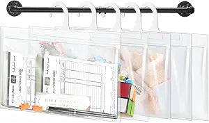24 Pack Hanging Storage Bags, Large Hook 7.5 x 10.5-inch Clear Plastic Bags for Classroom, Library, and Pharmacy Use