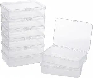 8 Pcs Small Plastic Case, 4x3x1 Inch Mini Plastic Storage Containers Box with Lid, Clear Rectangle Box Organizer for Collecting Small Items, Beads, Jewelry, Cards, Crafts