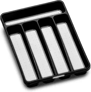madesmart Classic 5 Compartment Compact Cutlery Tray, Carbon