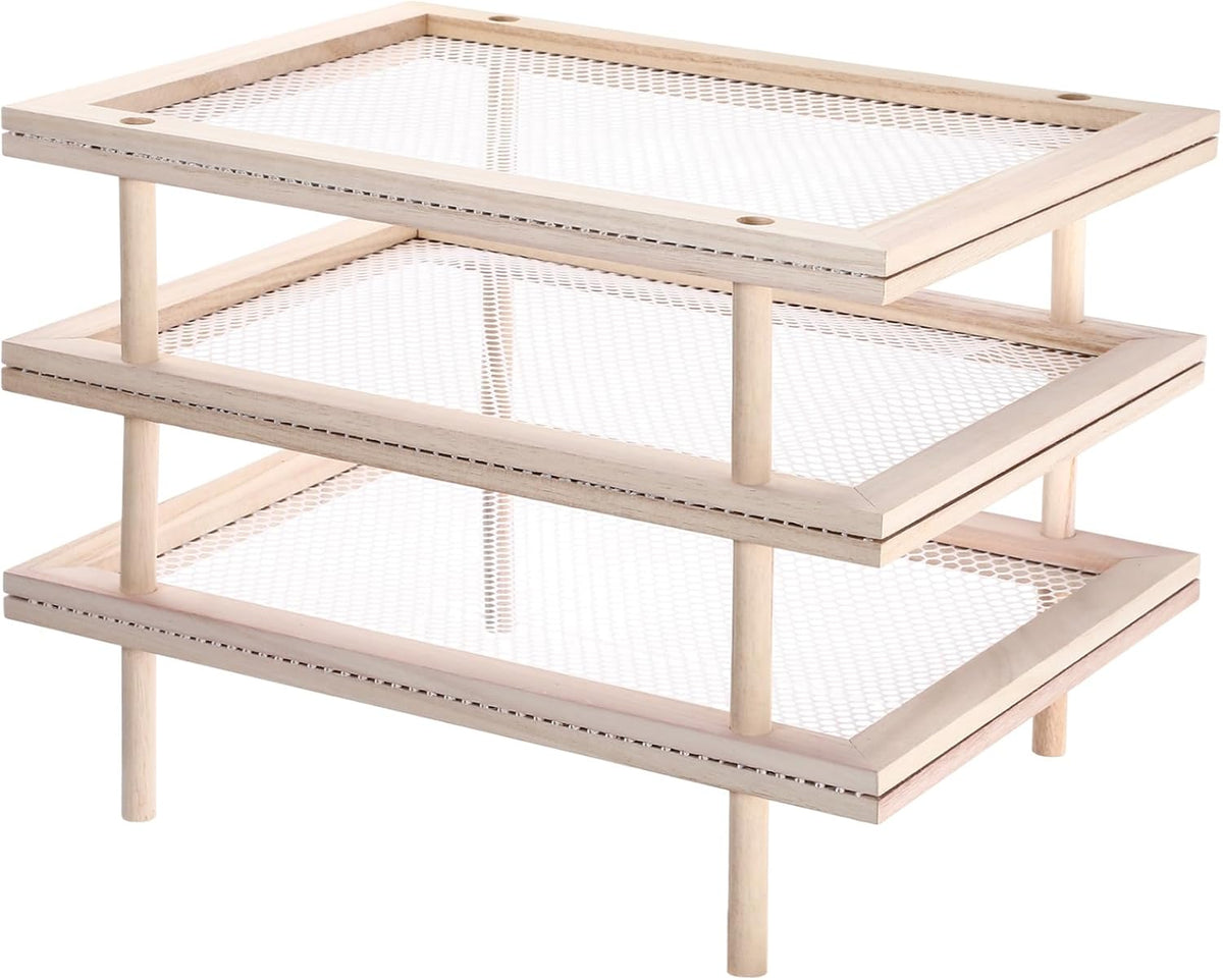 3 Set Large Pasta Drying Rack, Stackable Herb Dryer Rack with Mesh