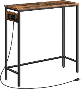 HOOBRO Narrow Console Table with Power Outlets, Small Entryway Table