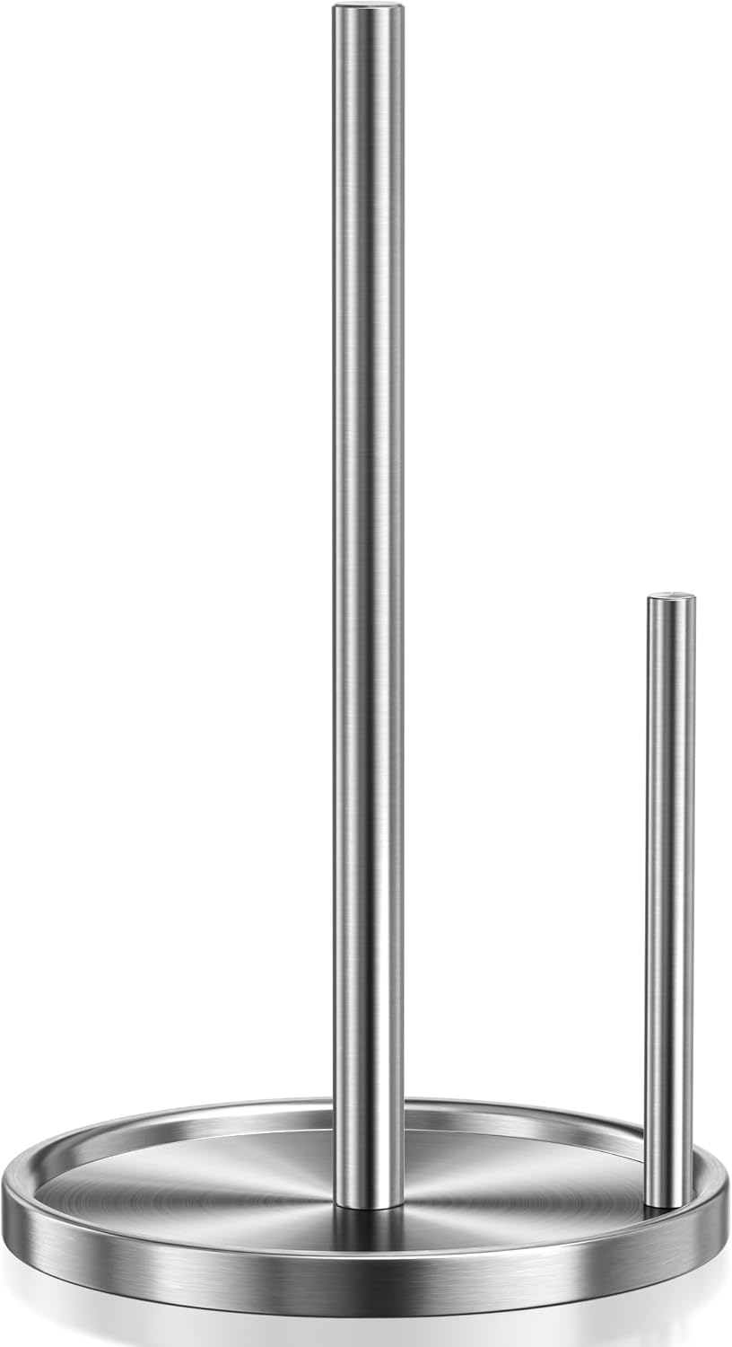 Paper Towel Holder Stainless Steel for Kitchen Countertop Weighted Base